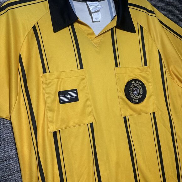 U.S. Soccer Federation Jersey Referee Shirt Men's L Yellow 2015 Short Sleeve - Picture 4 of 10